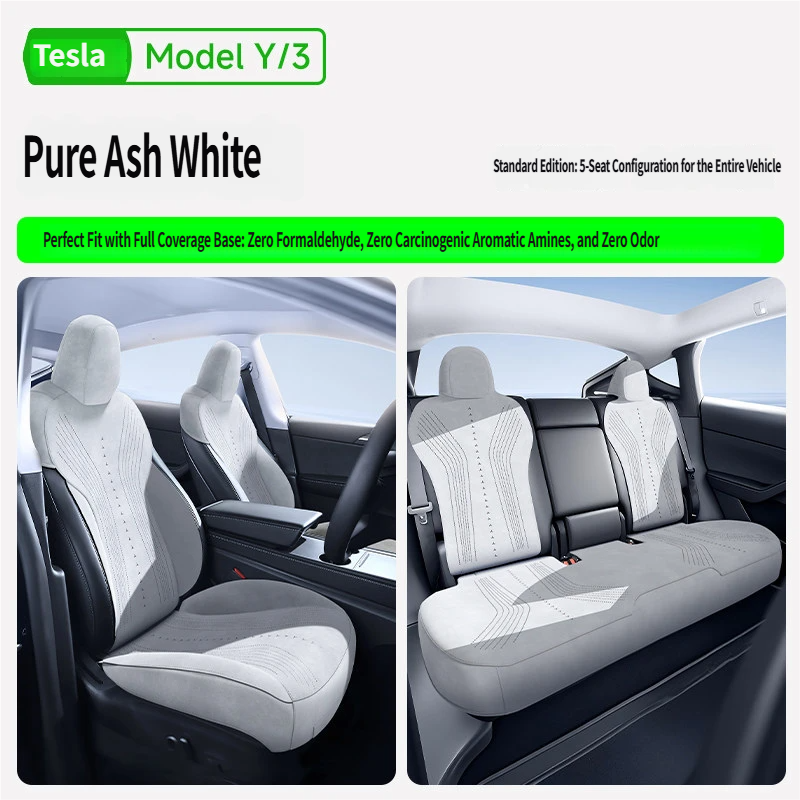 Breathable Premium Vegan Leather Protector with Original Interior Aesthetic Compatible with Tesla Model Y/ Model 3