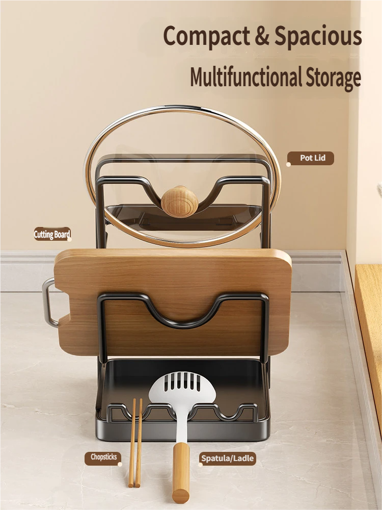 Multifunctional Kitchen Lid & Spatula Rest: Heat-Resistant Countertop Organizer for Pot Covers, Ladles & Utensils with Drip Tray