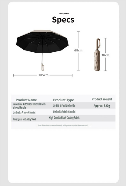 UPF50+ Windproof Large Folding Umbrella: Heavy-Duty Reinforced Frame & Sun Protection Canopy - Minimalist Outdoor Travel Umbrella for Men & Women