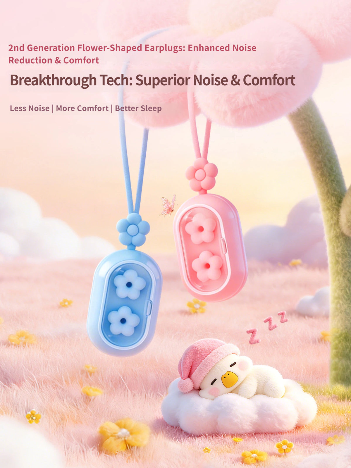 Gen-2 Floral Sleep Earplugs: Ultra-Soft Noise-Canceling Ear Plugs for Small Ear Canals - Ergonomic Silicone Sleeping Plugs for Side Sleepers, Snoring & Dorm Use