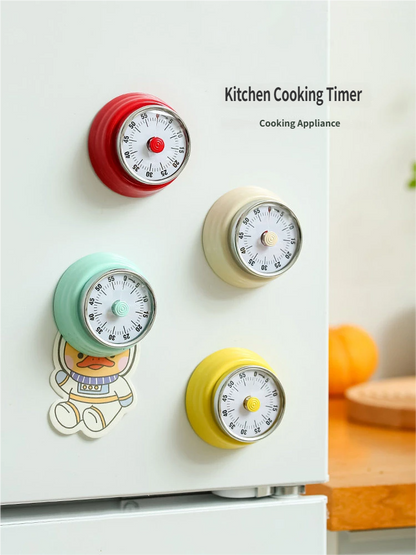 Visual Magnetic Kitchen Timer: 60-Minute Countdown Clock with Disappearing Red Disk - No Ticking, Loud Alarm for Cooking & Baking
