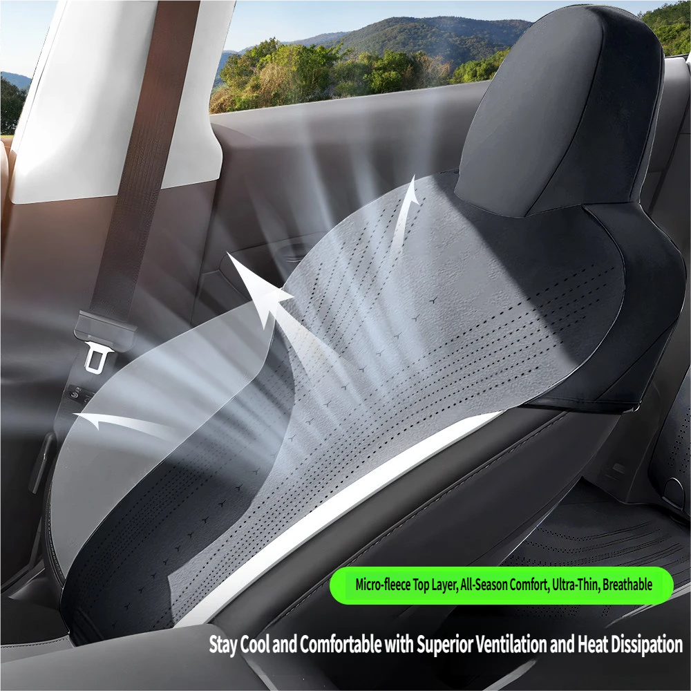 Breathable Premium Vegan Leather Protector with Original Interior Aesthetic Compatible with Tesla Model Y/ Model 3
