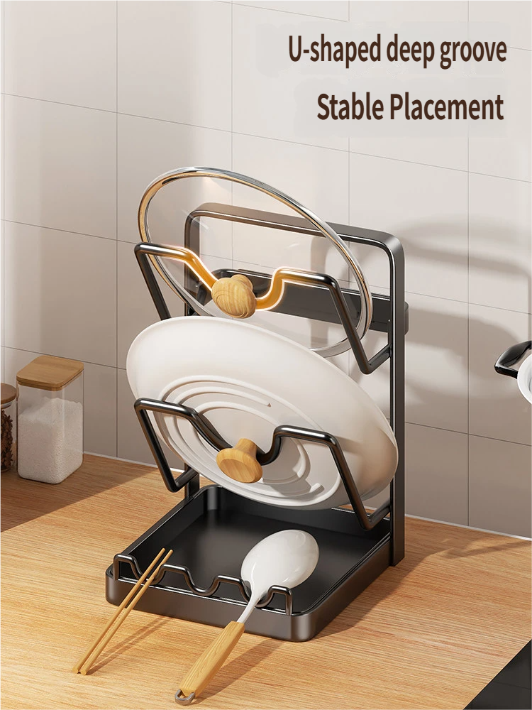 Multifunctional Kitchen Lid & Spatula Rest: Heat-Resistant Countertop Organizer for Pot Covers, Ladles & Utensils with Drip Tray