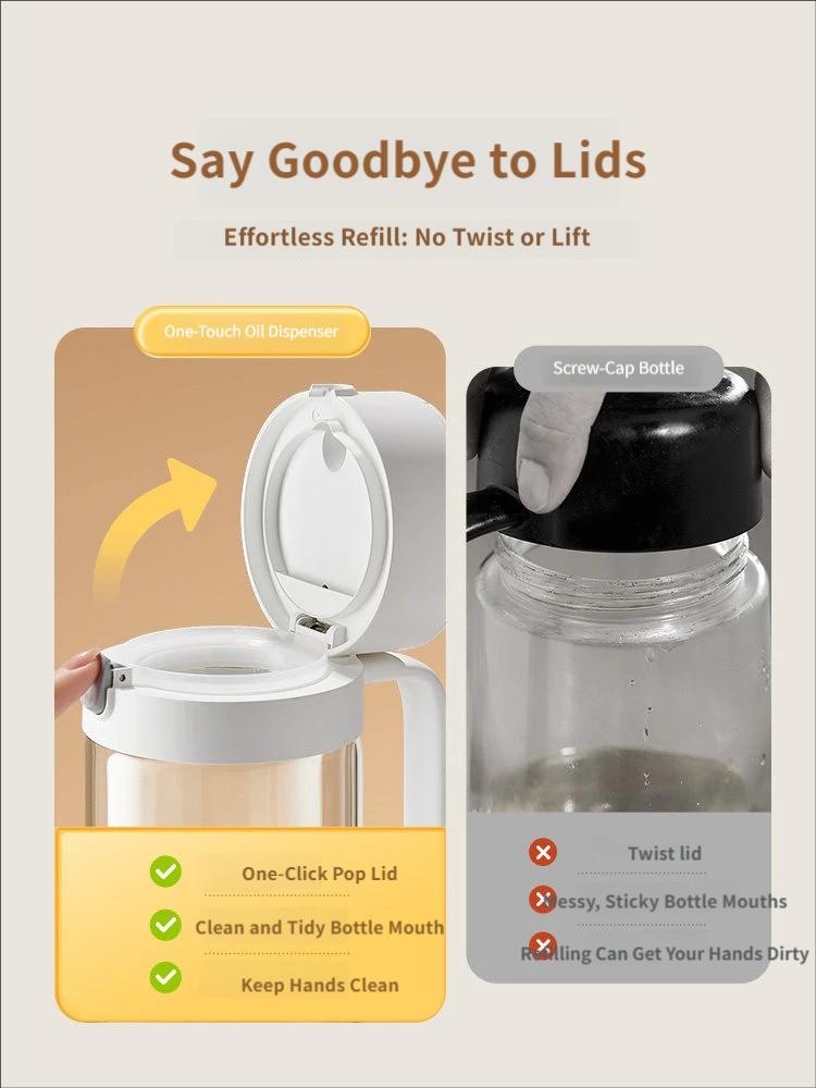 Automatic Gravity Flip Oil Dispenser: Leak-Proof Food-Grade Glass Bottle with No-Drip Spout for Olive Oil, Soy Sauce & Vinegar
