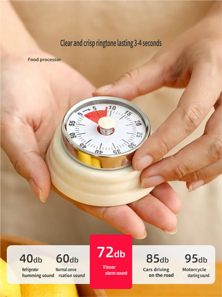 Visual Magnetic Kitchen Timer: 60-Minute Countdown Clock with Disappearing Red Disk - No Ticking, Loud Alarm for Cooking & Baking