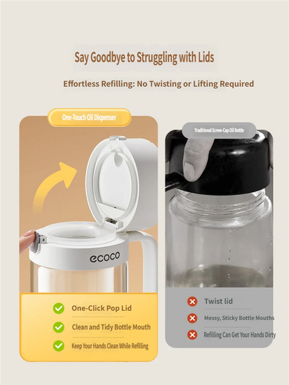 Automatic Gravity Flip Oil Dispenser: Leak-Proof Food-Grade Glass Bottle with No-Drip Spout for Olive Oil, Soy Sauce & Vinegar