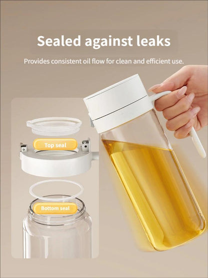 Automatic Gravity Flip Oil Dispenser: Leak-Proof Food-Grade Glass Bottle with No-Drip Spout for Olive Oil, Soy Sauce & Vinegar