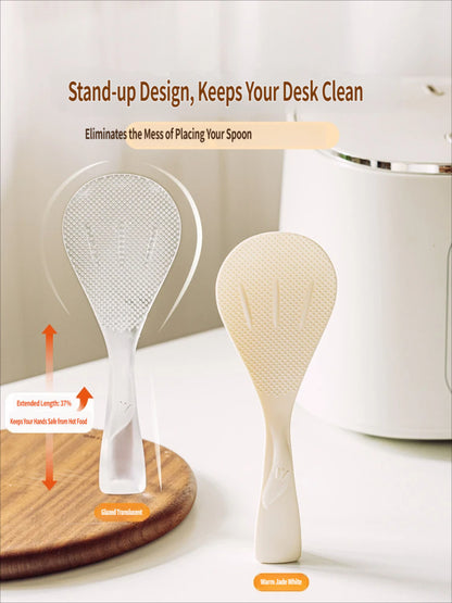 Japanese-Style Standing Non-Stick Rice Paddle: Food-Grade Heat-Resistant Meal Spoon with Double-Sided Anti-Stick Texture