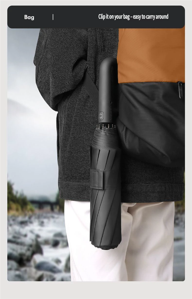 UPF50+ Windproof Large Folding Umbrella: Heavy-Duty Reinforced Frame & Sun Protection Canopy - Minimalist Outdoor Travel Umbrella for Men & Women