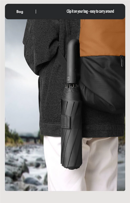 UPF50+ Windproof Large Folding Umbrella: Heavy-Duty Reinforced Frame & Sun Protection Canopy - Minimalist Outdoor Travel Umbrella for Men & Women