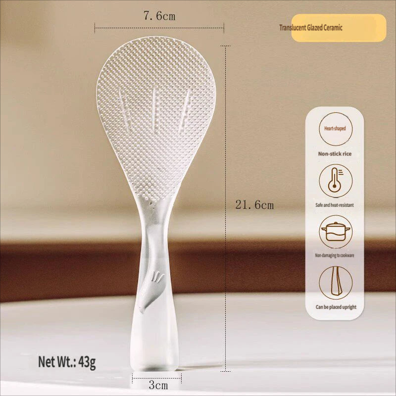 Japanese-Style Standing Non-Stick Rice Paddle: Food-Grade Heat-Resistant Meal Spoon with Double-Sided Anti-Stick Texture