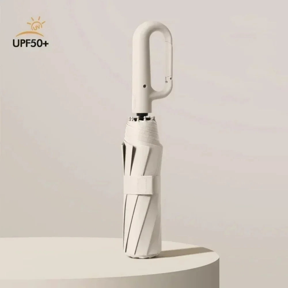 UPF50+ Windproof Large Folding Umbrella: Heavy-Duty Reinforced Frame & Sun Protection Canopy - Minimalist Outdoor Travel Umbrella for Men & Women