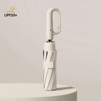 UPF50+ Windproof Large Folding Umbrella: Heavy-Duty Reinforced Frame & Sun Protection Canopy - Minimalist Outdoor Travel Umbrella for Men & Women