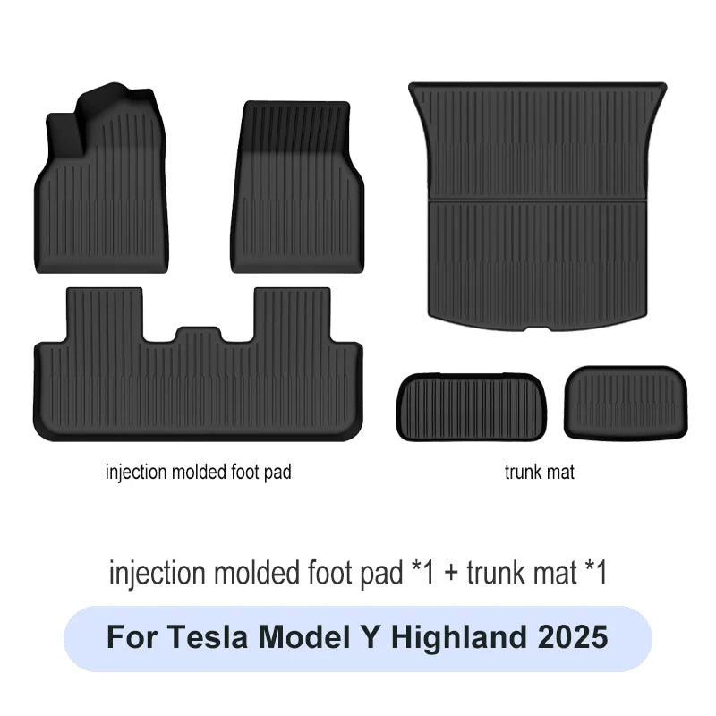 Premium TPE Floor Mats & Trunk Liner Set for 2025 Tesla Model Y (Juniper): All-Weather Custom Fit Waterproof Foot Pads & Luggage Mats