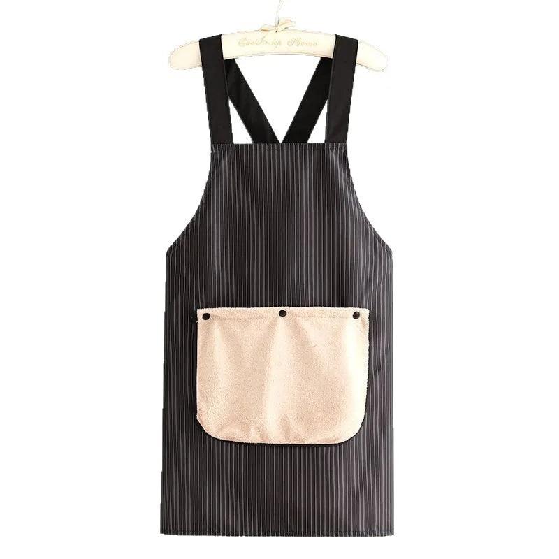 Waterproof Kitchen Apron with Removable Hand Towel: Cross-Back Anti-Fouling Cooking & Baking Bib for Home & Restaurant