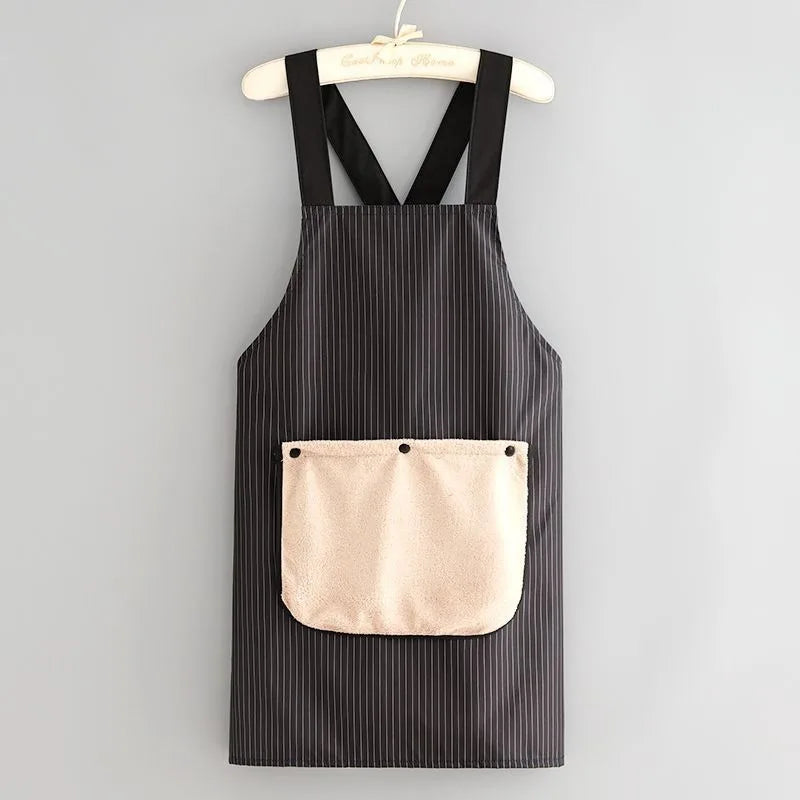 Waterproof Kitchen Apron with Removable Hand Towel: Cross-Back Anti-Fouling Cooking & Baking Bib for Home & Restaurant