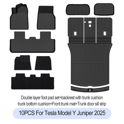 Premium TPE Floor Mats & Trunk Liner Set for 2025 Tesla Model Y (Juniper): All-Weather Custom Fit Waterproof Foot Pads & Luggage Mats