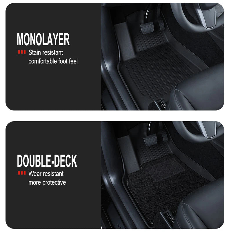 Premium TPE Floor Mats & Trunk Liner Set for 2025 Tesla Model Y (Juniper): All-Weather Custom Fit Waterproof Foot Pads & Luggage Mats