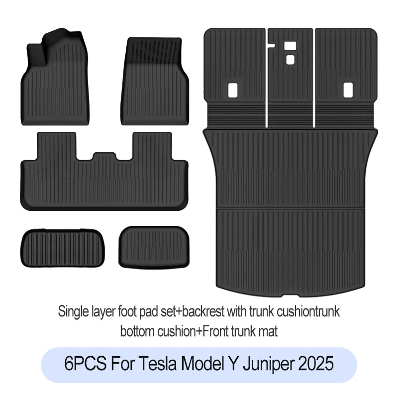 Premium TPE Floor Mats & Trunk Liner Set for 2025 Tesla Model Y (Juniper): All-Weather Custom Fit Waterproof Foot Pads & Luggage Mats