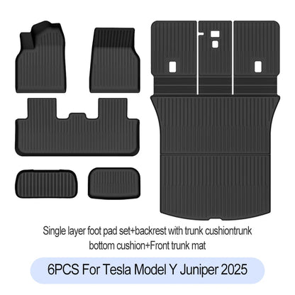 Premium TPE Floor Mats & Trunk Liner Set for 2025 Tesla Model Y (Juniper): All-Weather Custom Fit Waterproof Foot Pads & Luggage Mats