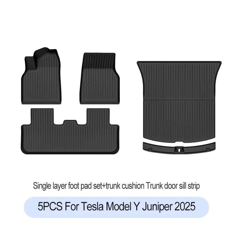 Premium TPE Floor Mats & Trunk Liner Set for 2025 Tesla Model Y (Juniper): All-Weather Custom Fit Waterproof Foot Pads & Luggage Mats