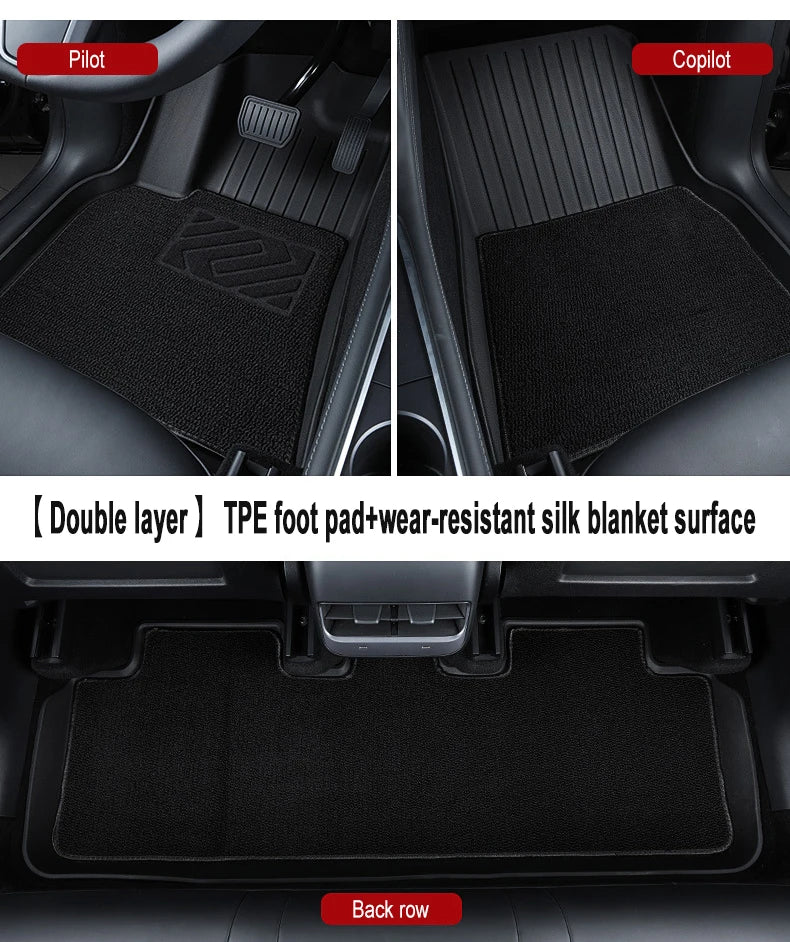 Premium TPE Floor Mats & Trunk Liner Set for 2025 Tesla Model Y (Juniper): All-Weather Custom Fit Waterproof Foot Pads & Luggage Mats