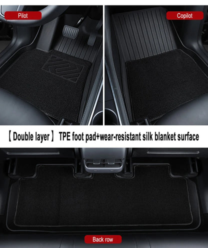 Premium TPE Floor Mats & Trunk Liner Set for 2025 Tesla Model Y (Juniper): All-Weather Custom Fit Waterproof Foot Pads & Luggage Mats