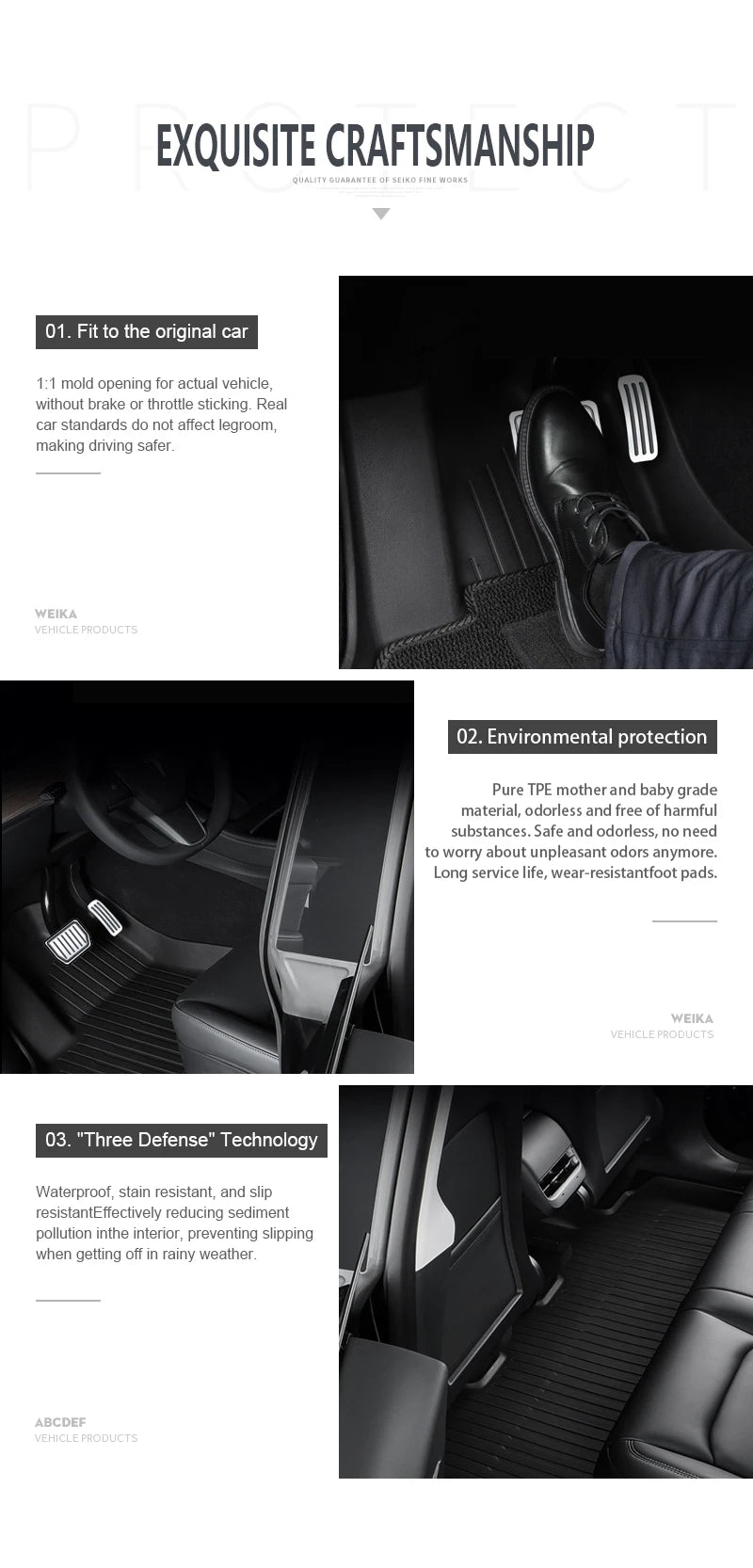 Premium TPE Floor Mats & Trunk Liner Set for 2025 Tesla Model Y (Juniper): All-Weather Custom Fit Waterproof Foot Pads & Luggage Mats