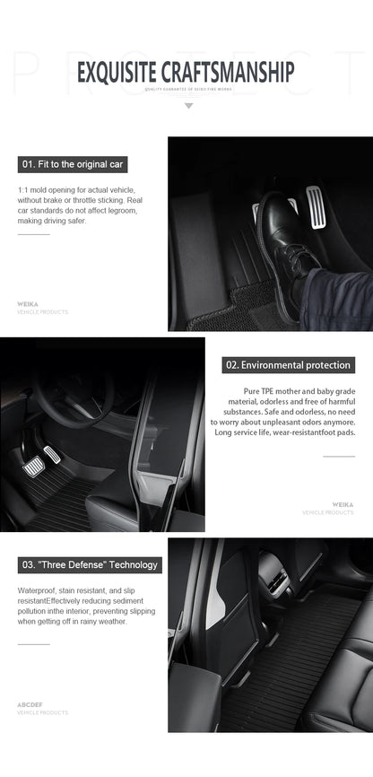 Premium TPE Floor Mats & Trunk Liner Set for 2025 Tesla Model Y (Juniper): All-Weather Custom Fit Waterproof Foot Pads & Luggage Mats