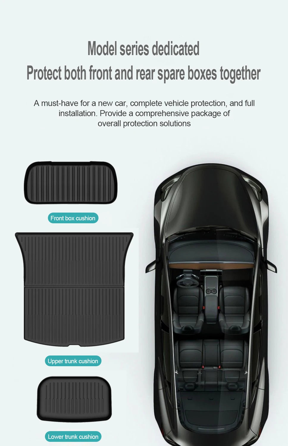 Premium TPE Floor Mats & Trunk Liner Set for 2025 Tesla Model Y (Juniper): All-Weather Custom Fit Waterproof Foot Pads & Luggage Mats