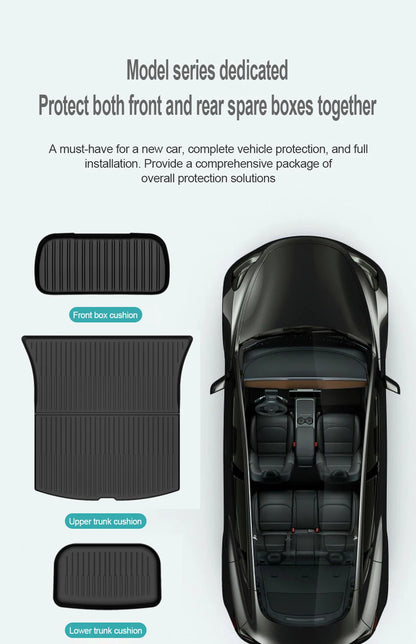 Premium TPE Floor Mats & Trunk Liner Set for 2025 Tesla Model Y (Juniper): All-Weather Custom Fit Waterproof Foot Pads & Luggage Mats