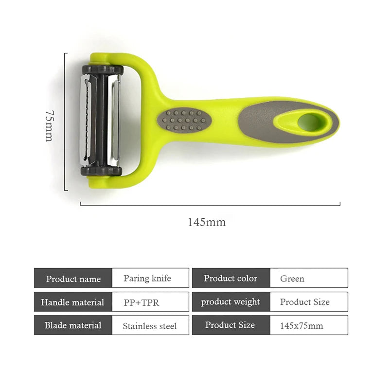 3-in-1 Multifunctional Rotary Peeler: Stainless Steel Julienne, Serrated & Standard Blades for Fruit, Vegetable & Potato Slicing