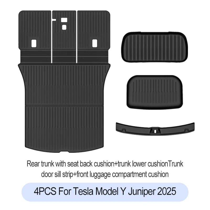 Premium TPE Floor Mats & Trunk Liner Set for 2025 Tesla Model Y (Juniper): All-Weather Custom Fit Waterproof Foot Pads & Luggage Mats