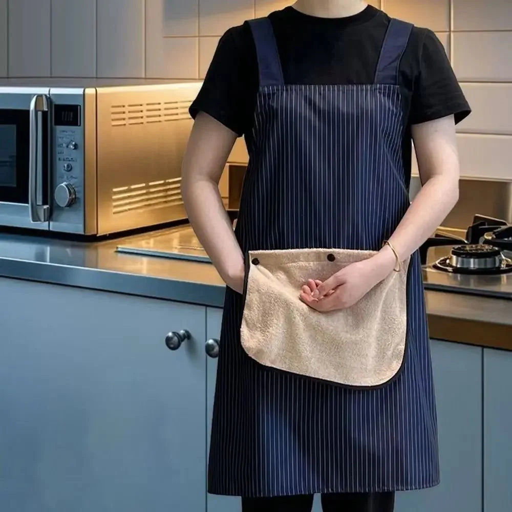 Waterproof Kitchen Apron with Removable Hand Towel: Cross-Back Anti-Fouling Cooking & Baking Bib for Home & Restaurant