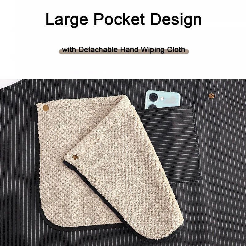 Waterproof Kitchen Apron with Removable Hand Towel: Cross-Back Anti-Fouling Cooking & Baking Bib for Home & Restaurant