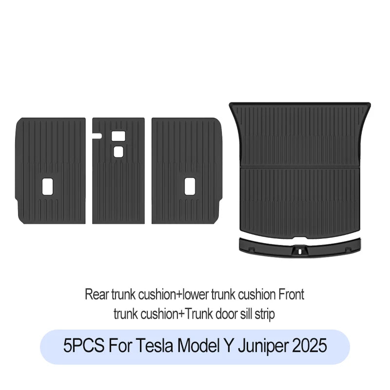 Premium TPE Floor Mats & Trunk Liner Set for 2025 Tesla Model Y (Juniper): All-Weather Custom Fit Waterproof Foot Pads & Luggage Mats