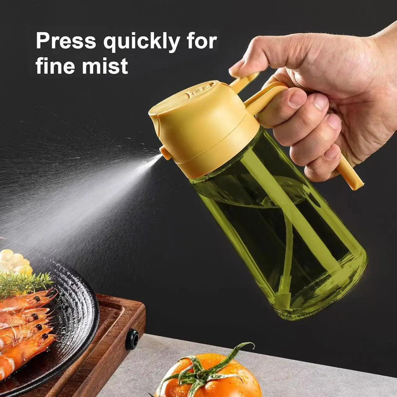 2-in-1 Glass Oil Dispenser & Sprayer: 16oz Leakproof Olive Oil Bottle for Air Fryer, BBQ & Baking