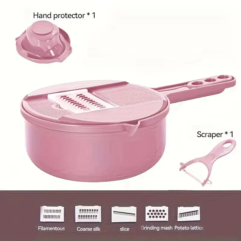 9-in-1 Multifunctional Vegetable Cutter with Drain Basket: Professional Mandoline Slicer, Grater & Shredder for Kitchen Meal Prep
