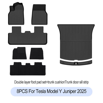 Premium TPE Floor Mats & Trunk Liner Set for 2025 Tesla Model Y (Juniper): All-Weather Custom Fit Waterproof Foot Pads & Luggage Mats