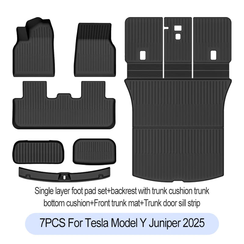 Premium TPE Floor Mats & Trunk Liner Set for 2025 Tesla Model Y (Juniper): All-Weather Custom Fit Waterproof Foot Pads & Luggage Mats