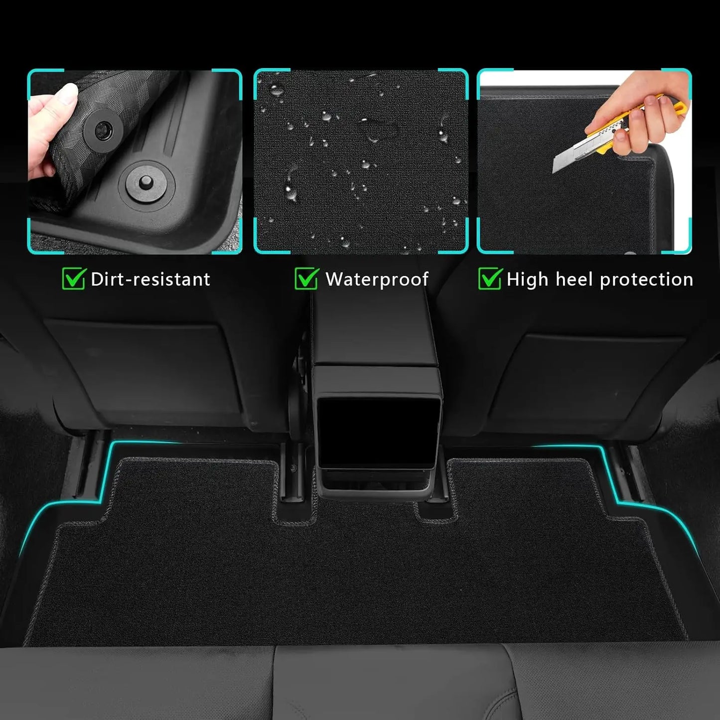 Premium TPE Floor Mats & Trunk Liner Set for 2025 Tesla Model Y (Juniper): All-Weather Custom Fit Waterproof Foot Pads & Luggage Mats