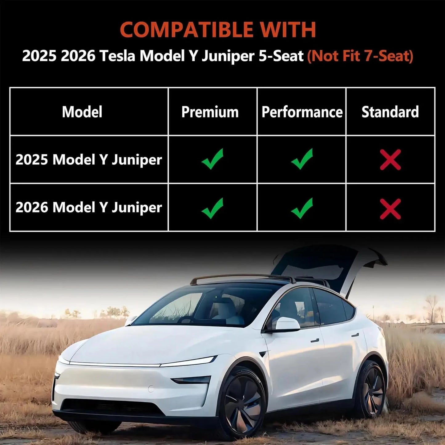 Premium TPE Floor Mats & Trunk Liner Set for 2025 Tesla Model Y (Juniper): All-Weather Custom Fit Waterproof Foot Pads & Luggage Mats