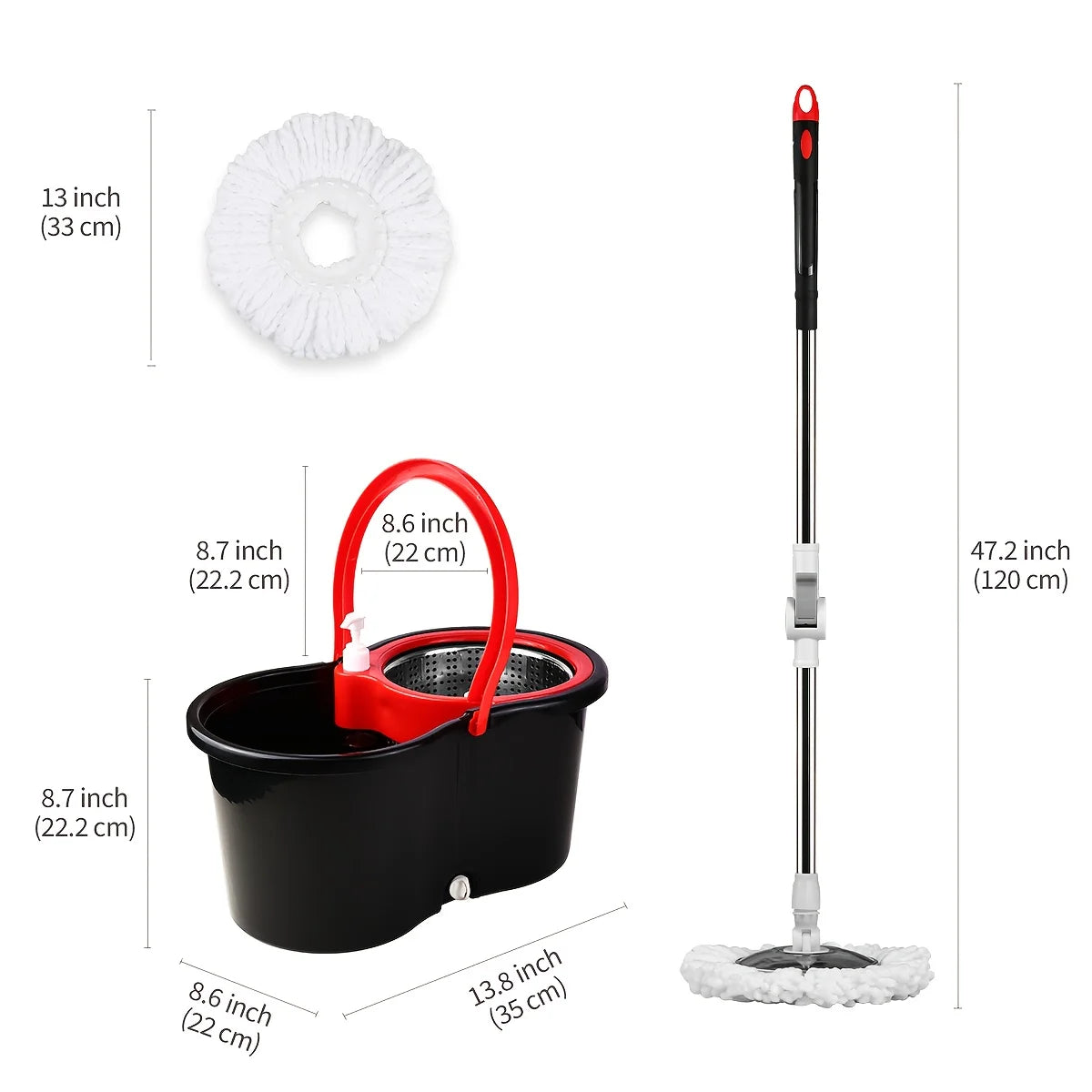 360° Spin Mop and Bucket System: Stainless Steel Wringer Basket with Microfiber Mop Heads - Efficient Floor Cleaning Set for Hardwood, Tile & Laminate