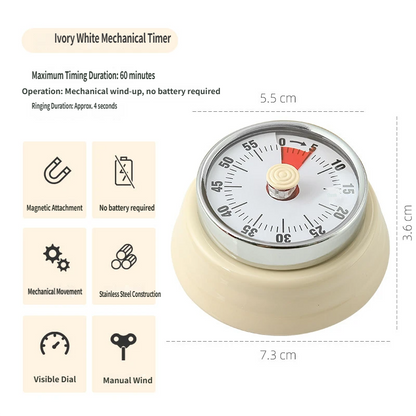 Visual Magnetic Kitchen Timer: 60-Minute Countdown Clock with Disappearing Red Disk - No Ticking, Loud Alarm for Cooking & Baking