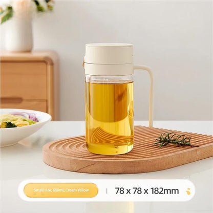 Automatic Gravity Flip Oil Dispenser: Leak-Proof Food-Grade Glass Bottle with No-Drip Spout for Olive Oil, Soy Sauce & Vinegar