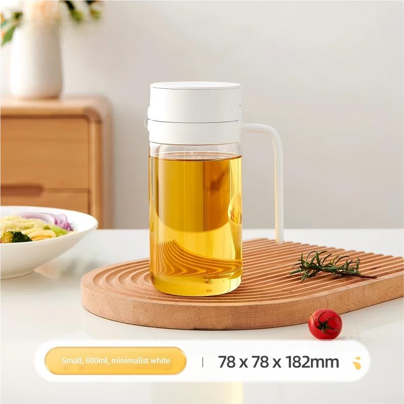 Automatic Gravity Flip Oil Dispenser: Leak-Proof Food-Grade Glass Bottle with No-Drip Spout for Olive Oil, Soy Sauce & Vinegar