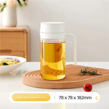 Automatic Gravity Flip Oil Dispenser: Leak-Proof Food-Grade Glass Bottle with No-Drip Spout for Olive Oil, Soy Sauce & Vinegar