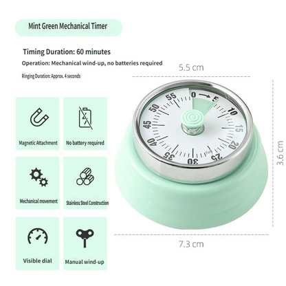 Visual Magnetic Kitchen Timer: 60-Minute Countdown Clock with Disappearing Red Disk - No Ticking, Loud Alarm for Cooking & Baking