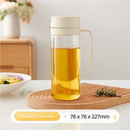 Automatic Gravity Flip Oil Dispenser: Leak-Proof Food-Grade Glass Bottle with No-Drip Spout for Olive Oil, Soy Sauce & Vinegar