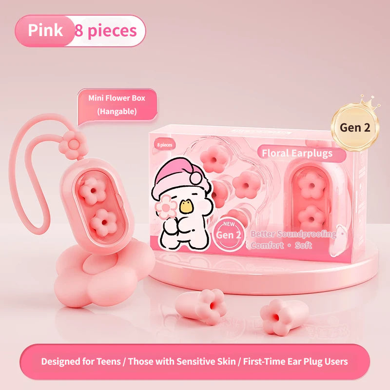 Gen-2 Floral Sleep Earplugs: Ultra-Soft Noise-Canceling Ear Plugs for Small Ear Canals - Ergonomic Silicone Sleeping Plugs for Side Sleepers, Snoring & Dorm Use